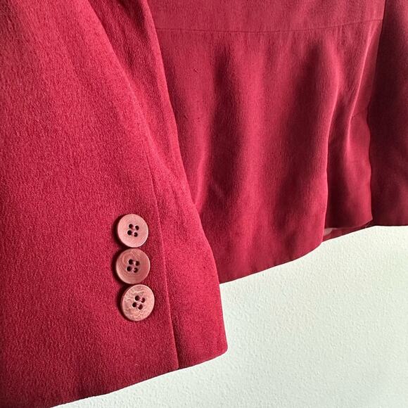 Liz Claiborne Silk Blazer 4P Burgundy Red Career Blazer | Power Suit 90s Office - Picture 4 of 5